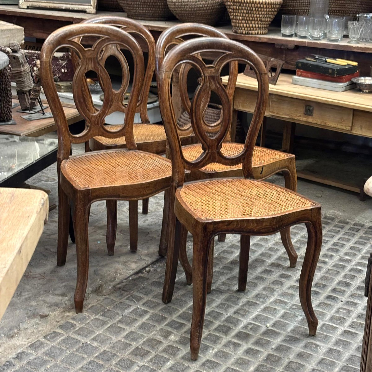4 Napoleon III Caned Chairs