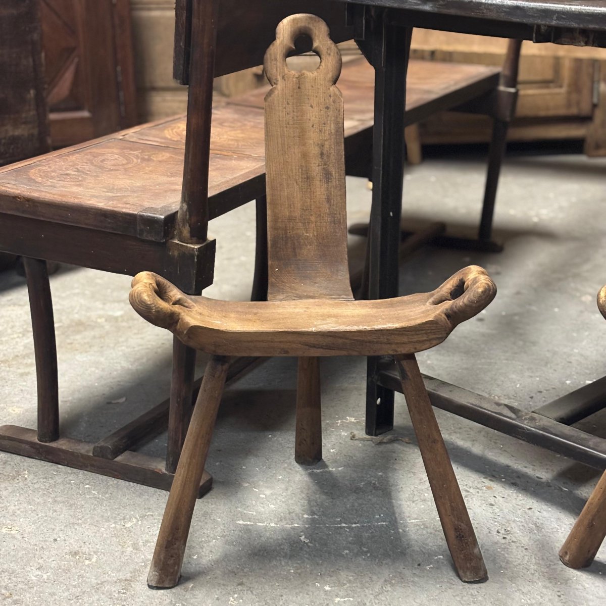 Pair Of Spanish Tripod Chairs-photo-2