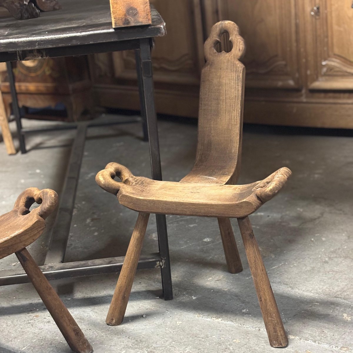 Pair Of Spanish Tripod Chairs-photo-3