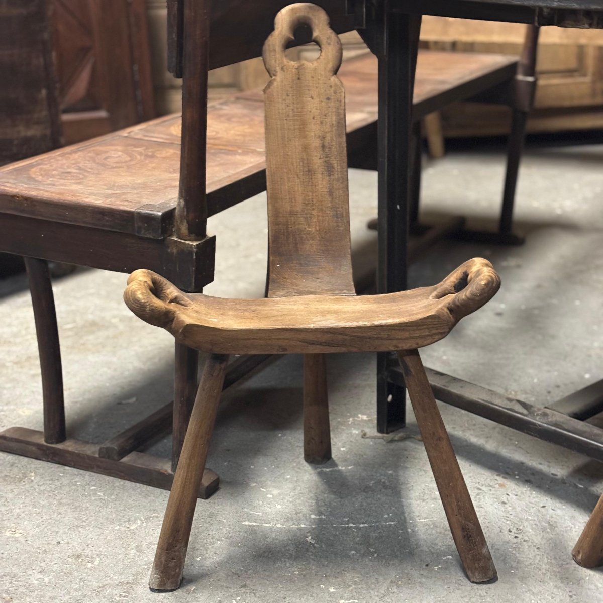 Pair Of Spanish Tripod Chairs-photo-4