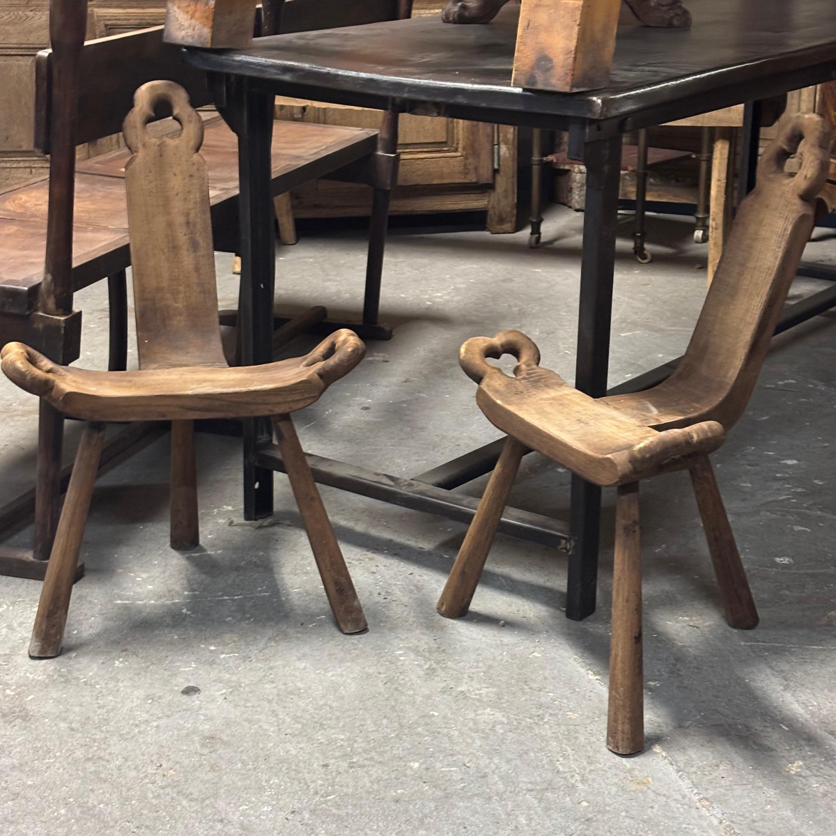 Pair Of Spanish Tripod Chairs