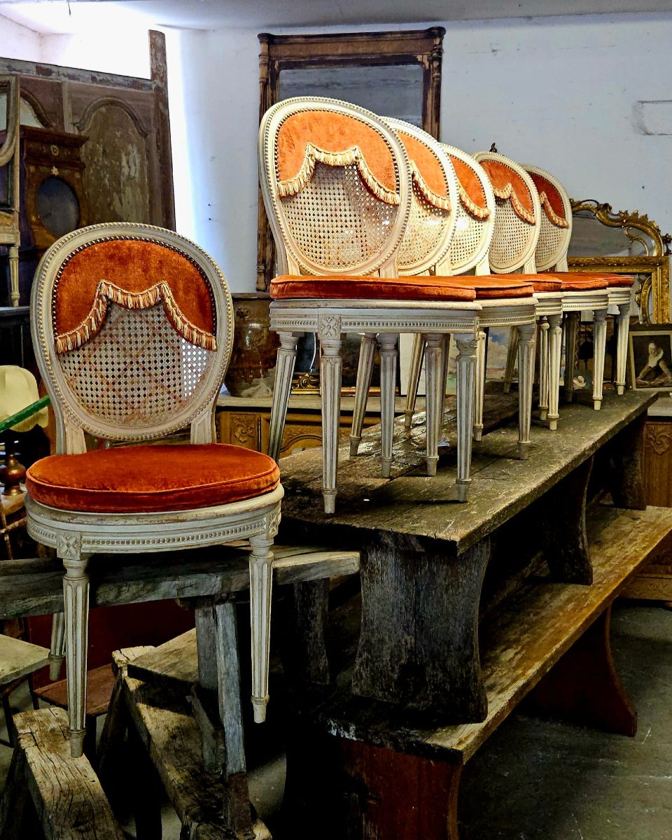 Set Of 6 Louis XVI Style Chairs-photo-2