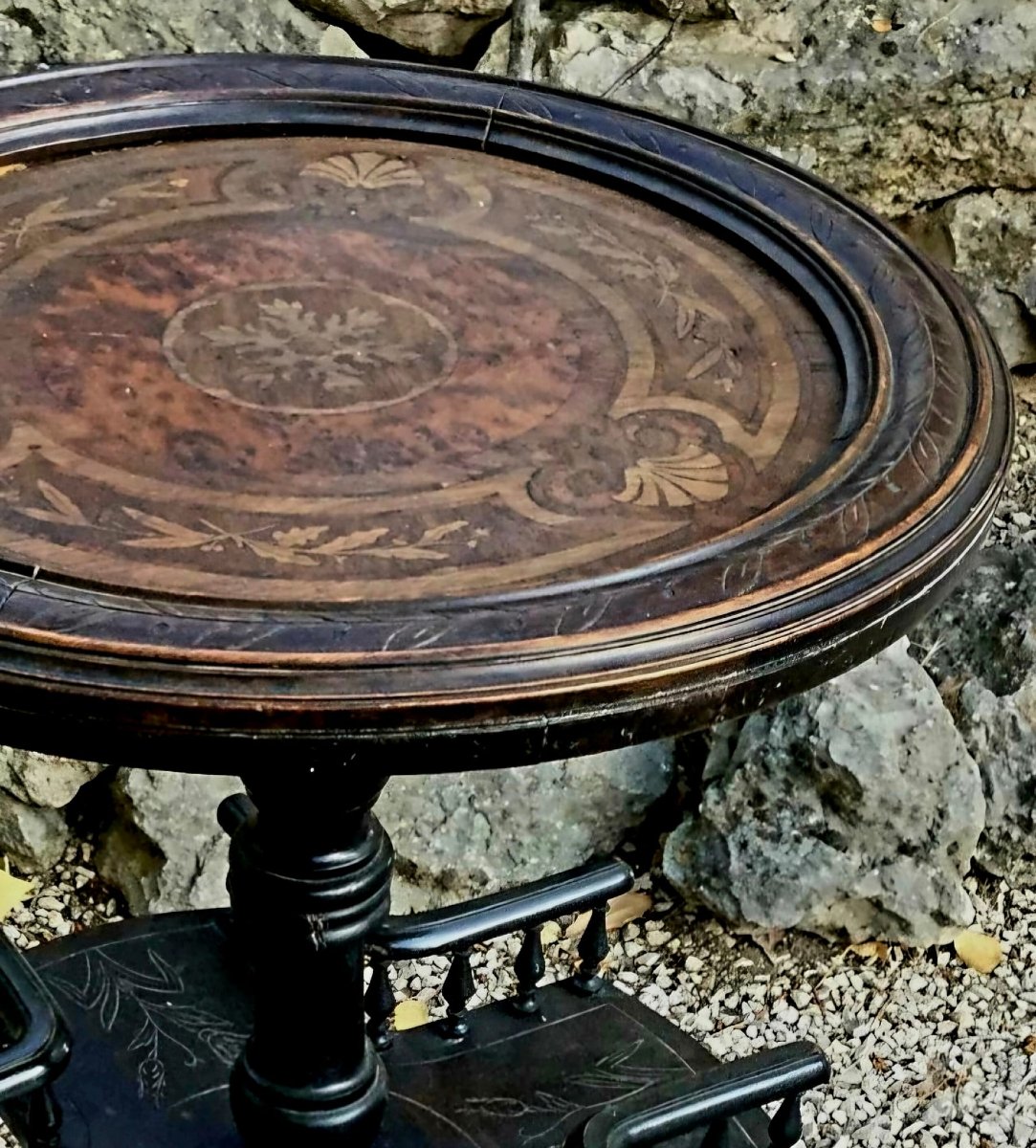 Gueridon bois noirci-photo-2