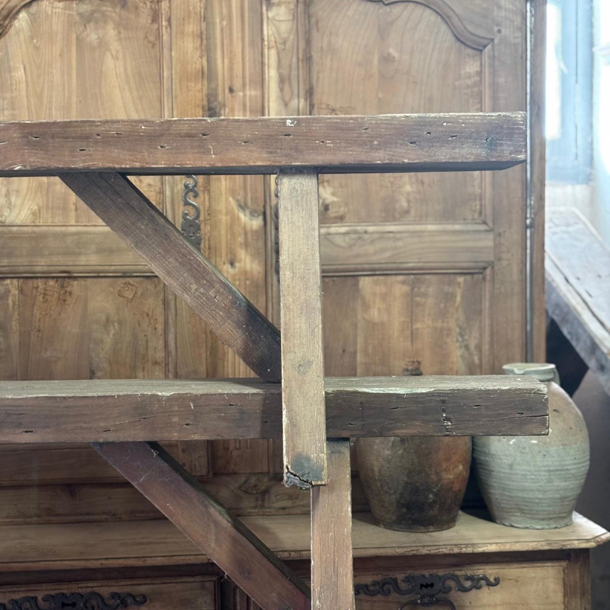 Lot de 4 bancs rustiques-photo-1