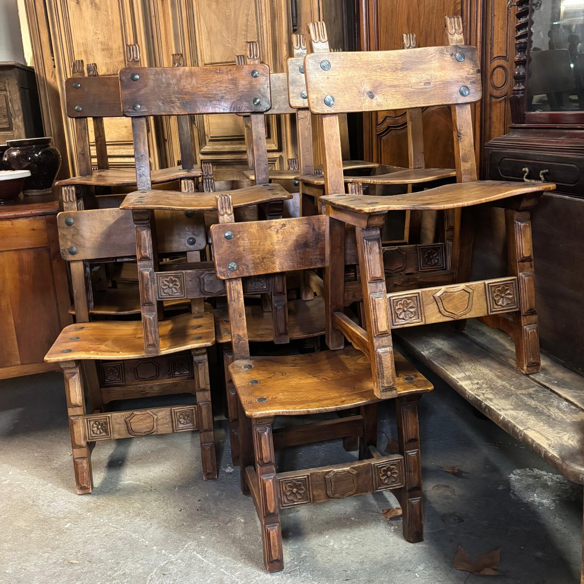 Set Of 12 Walnut Chairs-photo-2