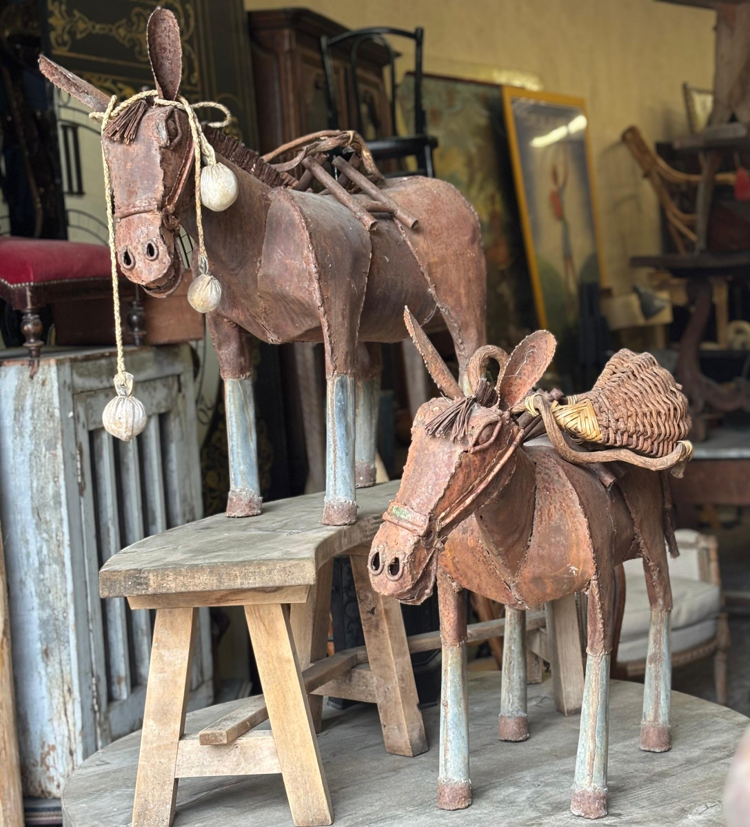 Paire d'anes en tôle