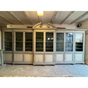 Painted Wood Bookcase With 16 Doors
