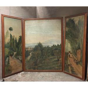 grande peinture triptyque provençale