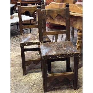 Paire de chaises assise cuir