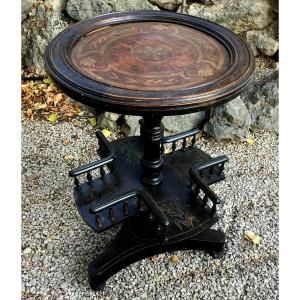 Gueridon bois noirci