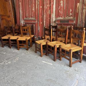 lots de 12 chaises - art populaire espagnol