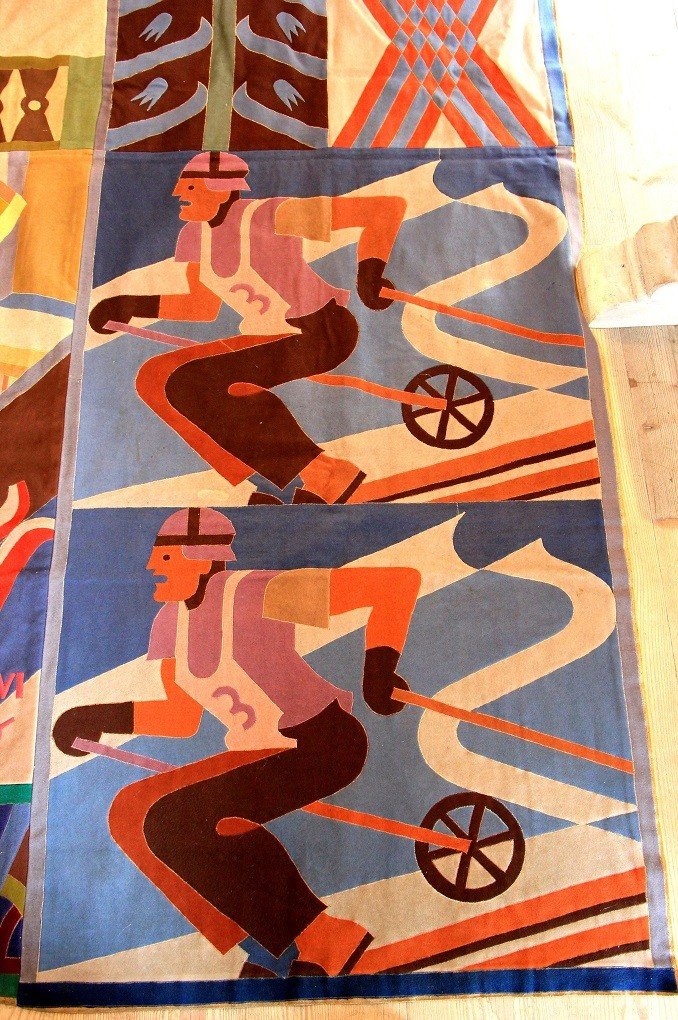 Fortunato Depero (1892 - 1960), "sport Inverndi" Very Large Tapestry 1937 -photo-3