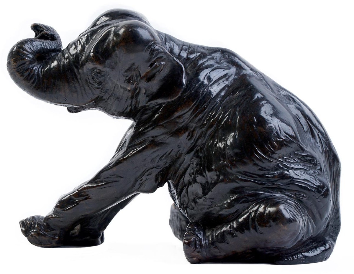 Original Bronze By Damien Colcombet "little Seated Elephant" Last Copy!