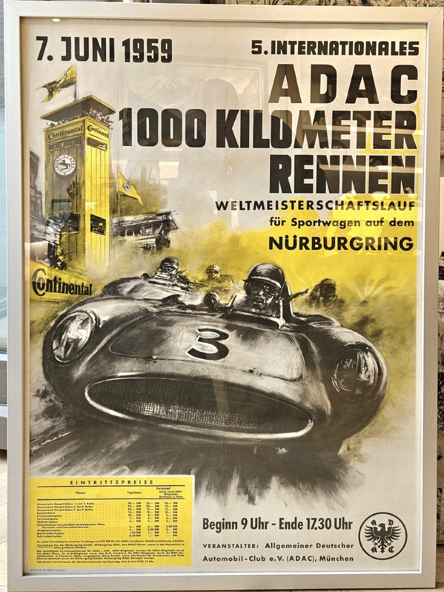 Affiche Sport  Automobile,   Originale 1000 Km Du Nurburgring  1959 