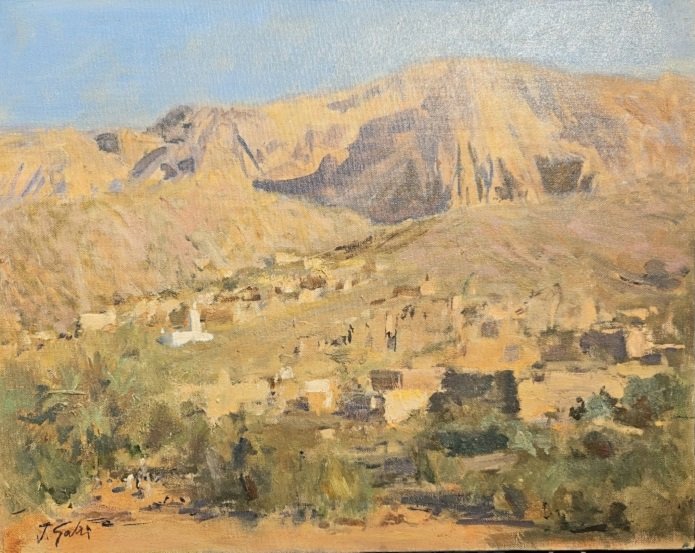 Orientalist Oil On Canvas, Landscape Of The Atlas Mountains, Morocco, Jacques Gatti (1927–2015)