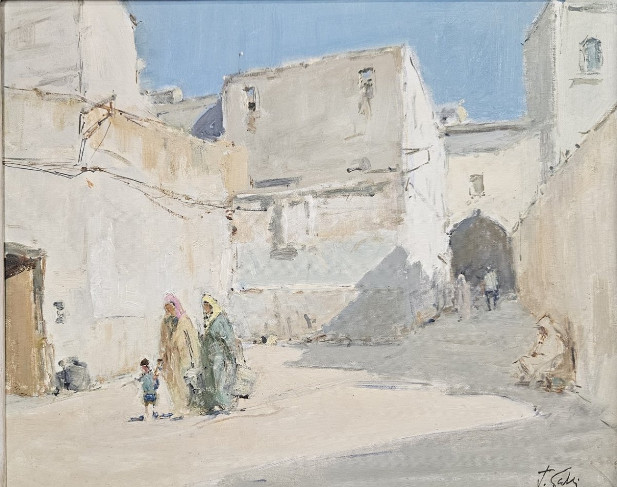 Oil Painting By Jacques Gatti, Orientalism, Morocco 