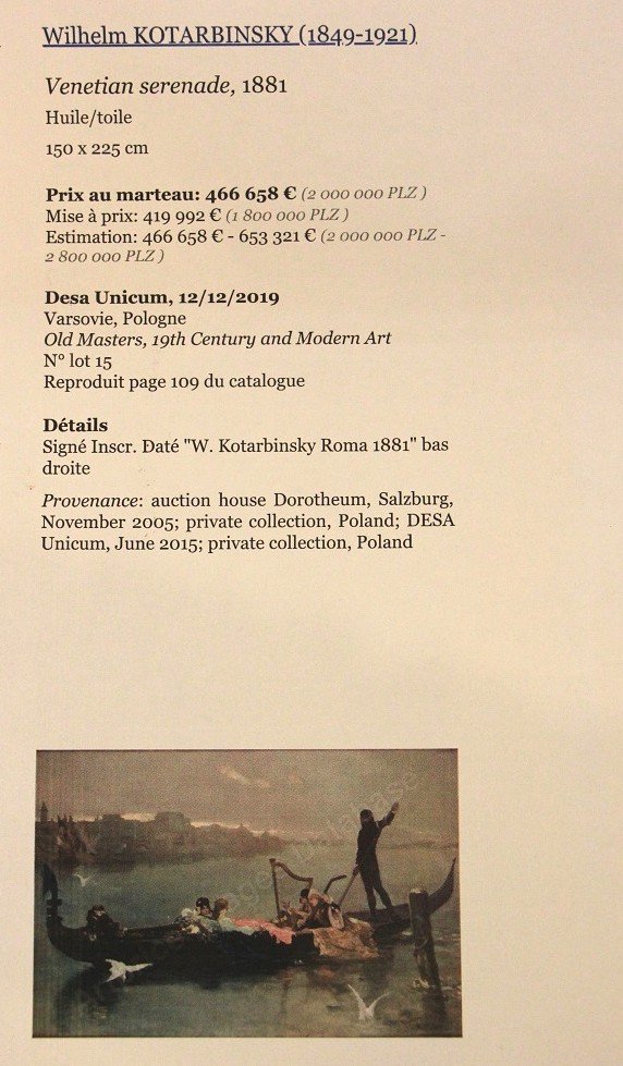 Wilheim Kotarbinsky (1849 -1821 )    Venetian  Serenade   , Huile Sur Panneau   14 X 23  Cm-photo-3