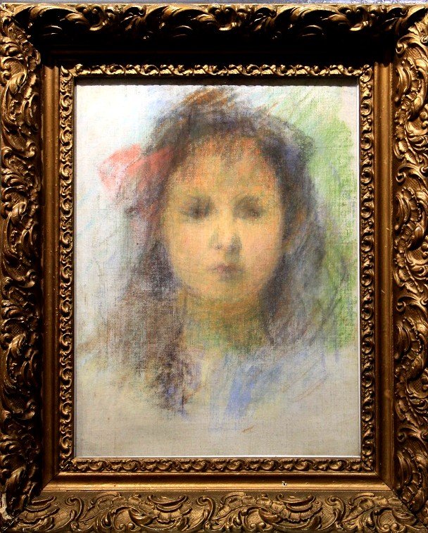 Pastel Impressionniste  , Portrait De Fillette -photo-2