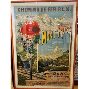 Affiche Plm  Hugo D Alesi , 104 X 72   , Le Mont Rose , Zermatt