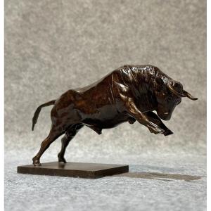 Original Bronze By Damien Colcombet "charging Bull" Limited Edition Of 12 Copies 