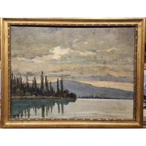 Oil On Canvas By Chcontencin, Lake Annecy 