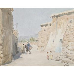 Oil On Canvas, Orientalism, Rue De Larache, Morocco, Jacques Gatti (1927–2015)