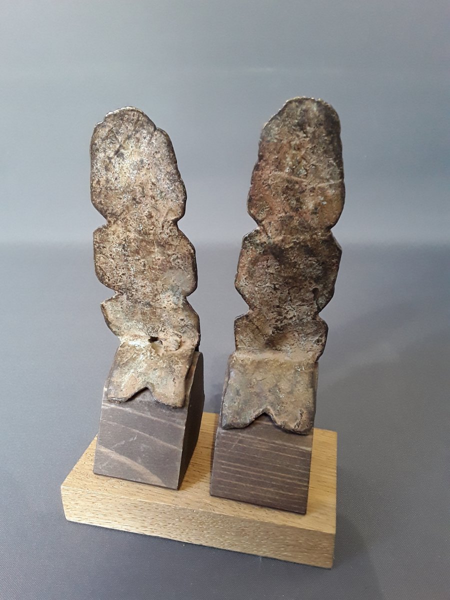 Couple De Statuettes Dogon En Bronze -photo-4