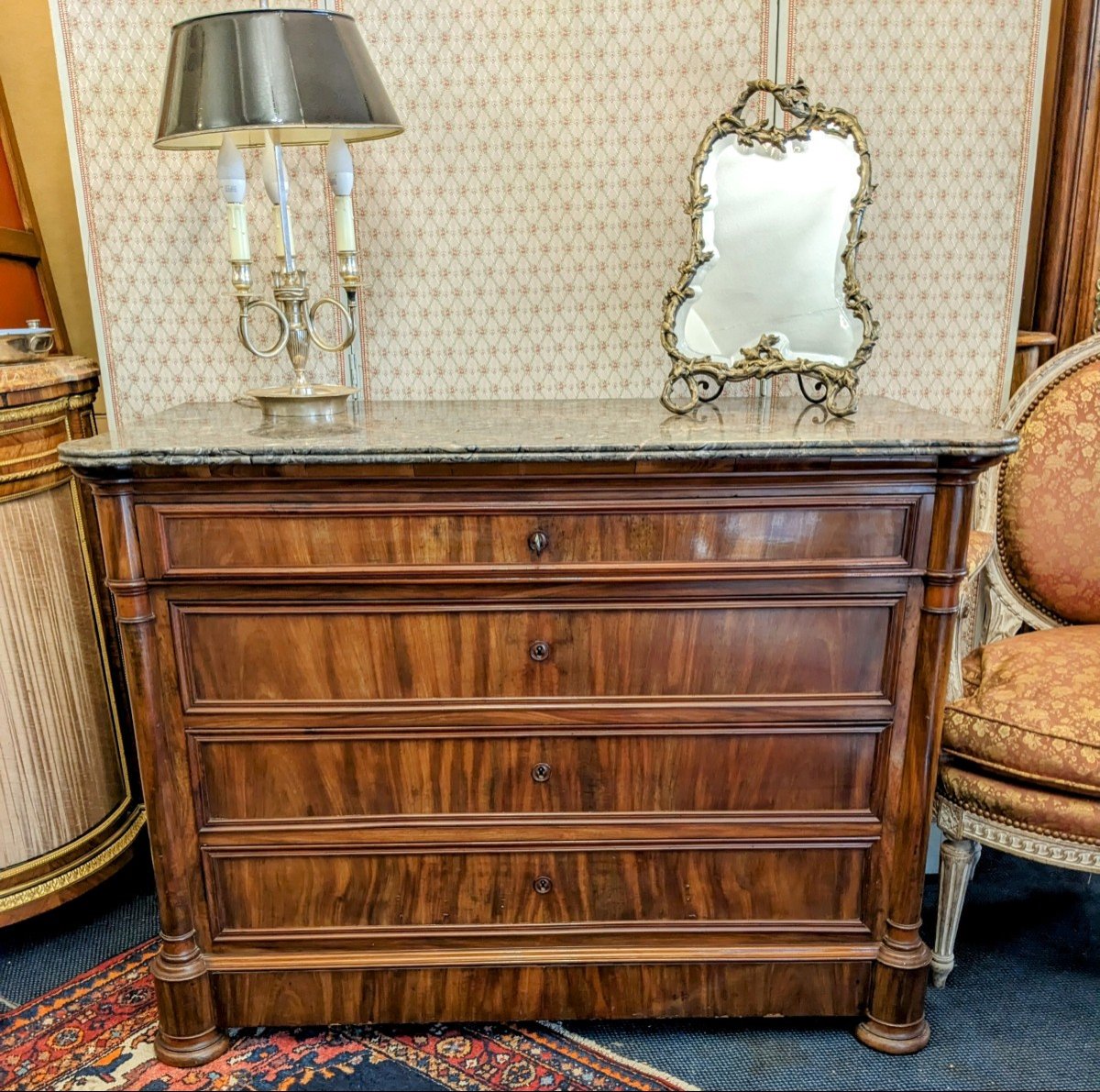 Commode En Acajou Flammé d'époque Napoléon III