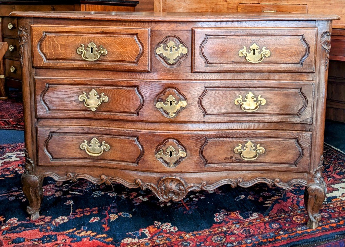 Curved Chest Of Drawers In Oak Louis XV Normandy