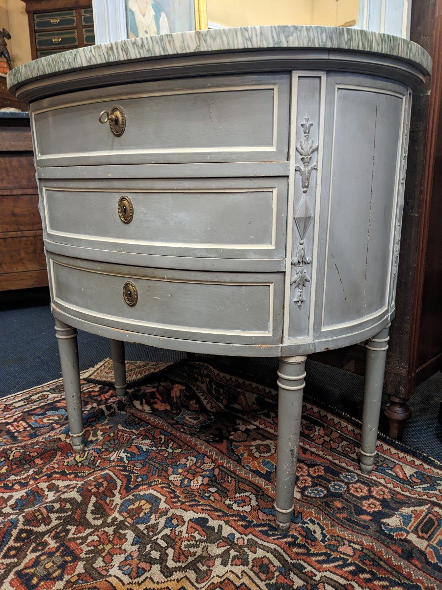 Directoire Style Commode And Trumeau Set In Painted Wood.-photo-3