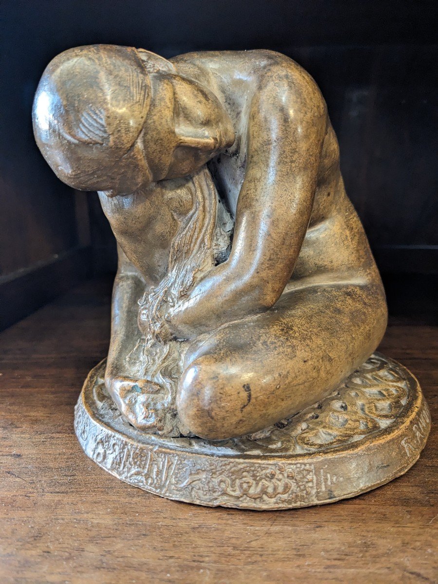Terracotta Female Nude By Raymond Rivoire Art Deco Period.-photo-2