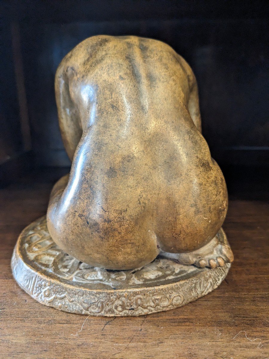 Terracotta Female Nude By Raymond Rivoire Art Deco Period.-photo-3