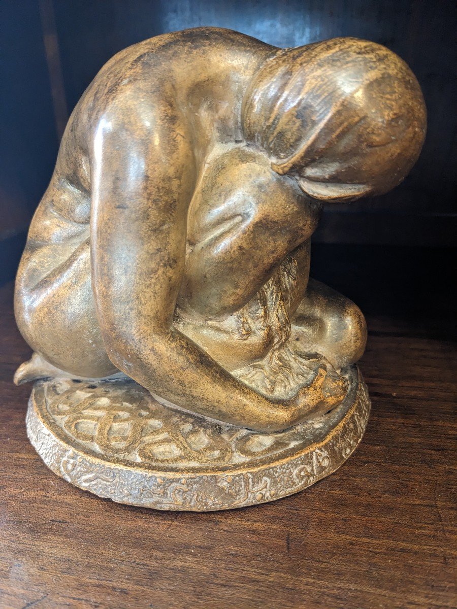 Terracotta Female Nude By Raymond Rivoire Art Deco Period.-photo-4