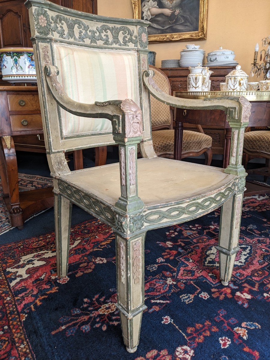 Fauteuil En Bois Peint d'époque XIXème Italie Piémont ?-photo-4