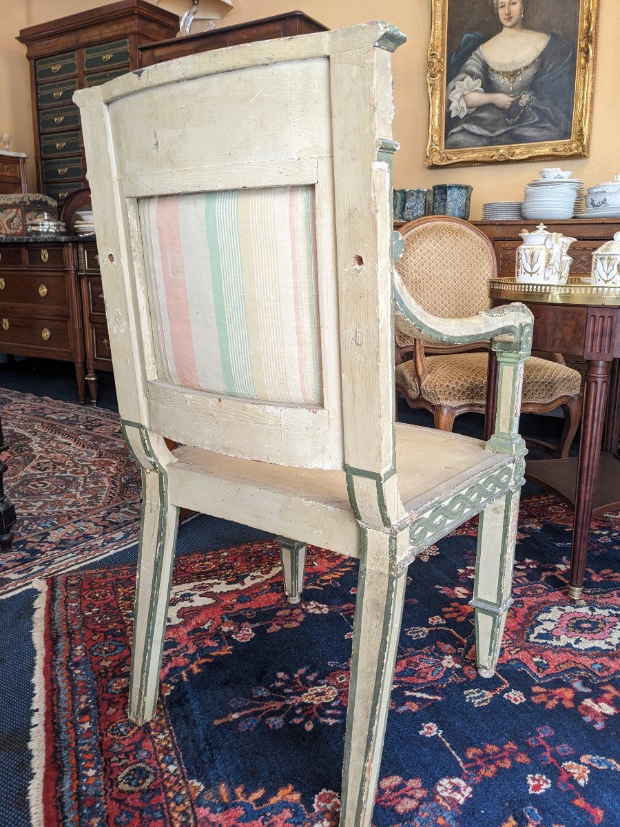 Fauteuil En Bois Peint d'époque XIXème Italie Piémont ?-photo-2