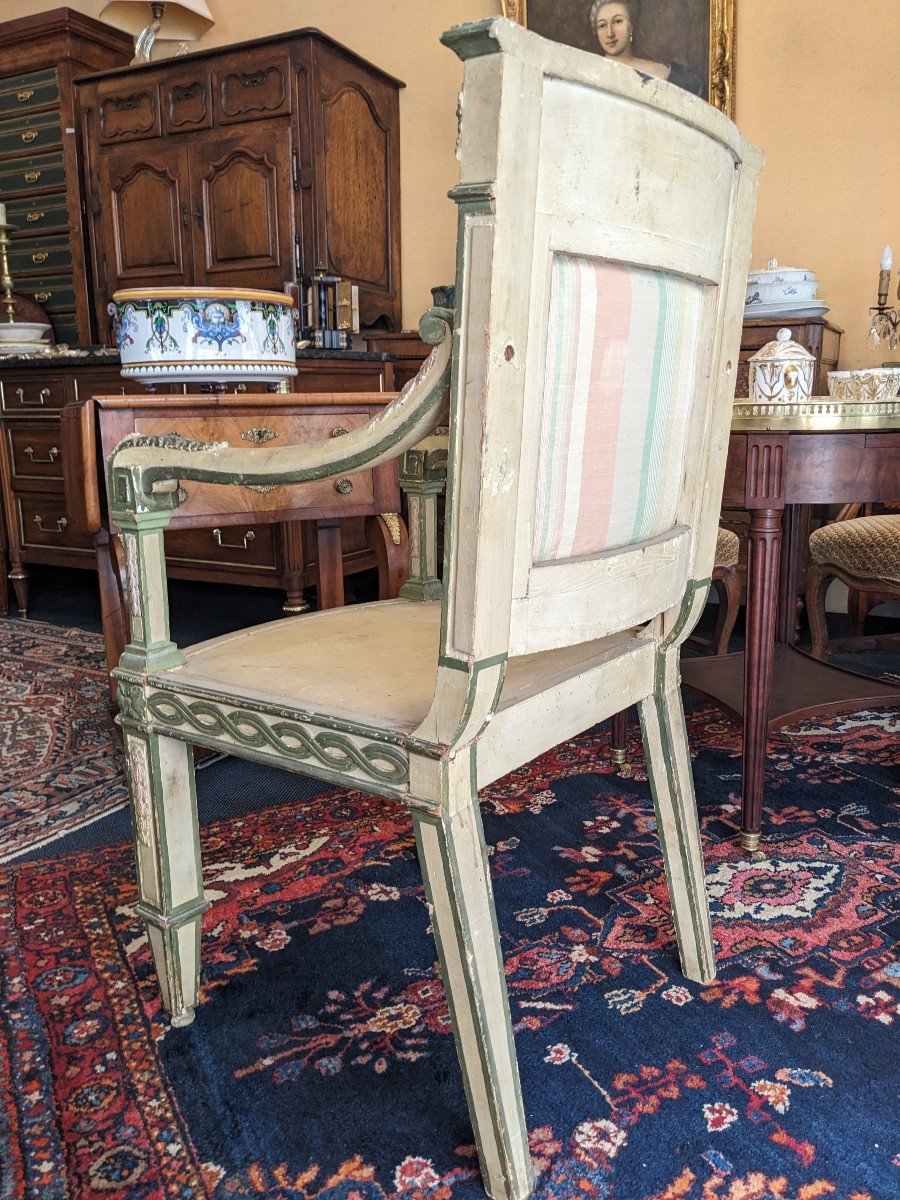 Fauteuil En Bois Peint d'époque XIXème Italie Piémont ?-photo-3