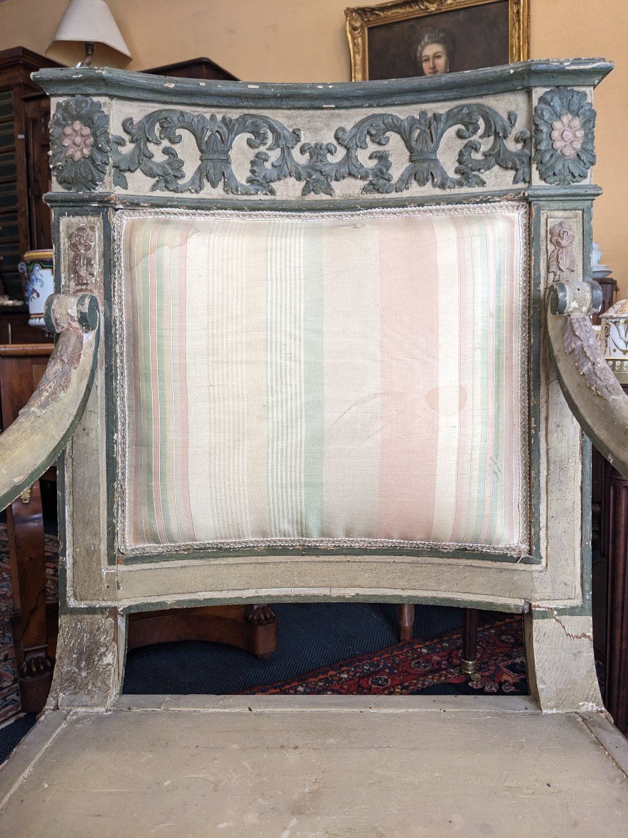 19th Century Painted Wooden Armchair Italy Piedmont?-photo-6