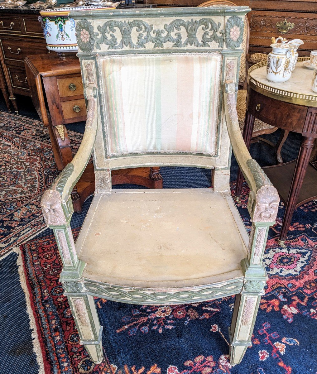 19th Century Painted Wooden Armchair Italy Piedmont?