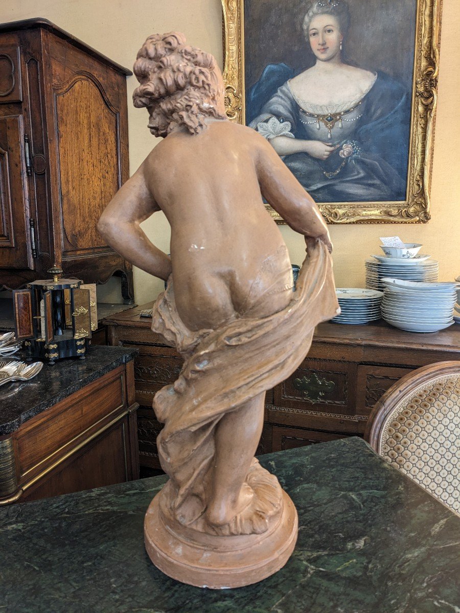 Large Terracotta Color Plaster Sculpture Exiting The Bath In The Taste Of Moreau 68 Cm-photo-2