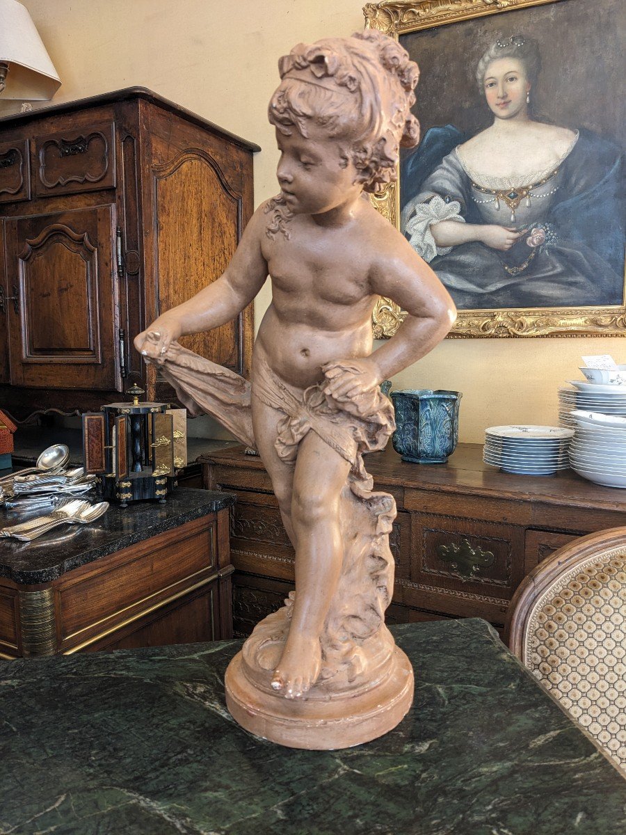 Large Terracotta Color Plaster Sculpture Exiting The Bath In The Taste Of Moreau 68 Cm-photo-3