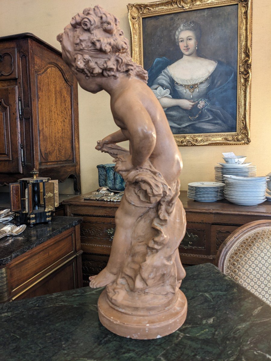 Large Terracotta Color Plaster Sculpture Exiting The Bath In The Taste Of Moreau 68 Cm-photo-4