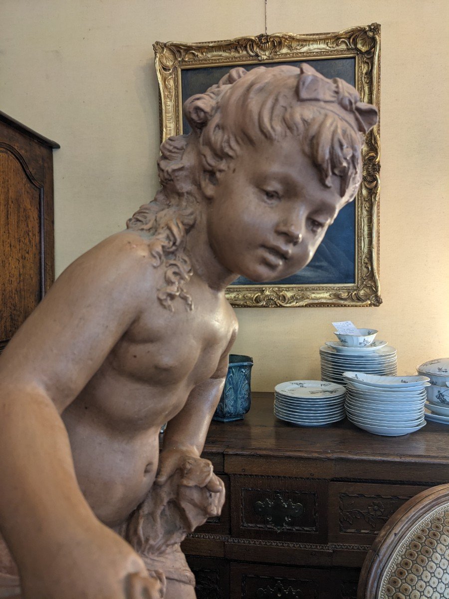 Large Terracotta Color Plaster Sculpture Exiting The Bath In The Taste Of Moreau 68 Cm-photo-1