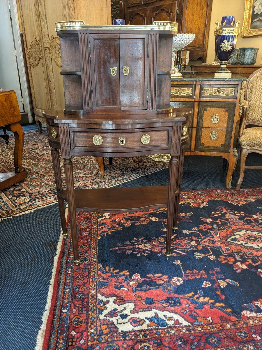Little Bonheur-du-jour In Mahogany, Louis XVI Style And 19th Century.-photo-4