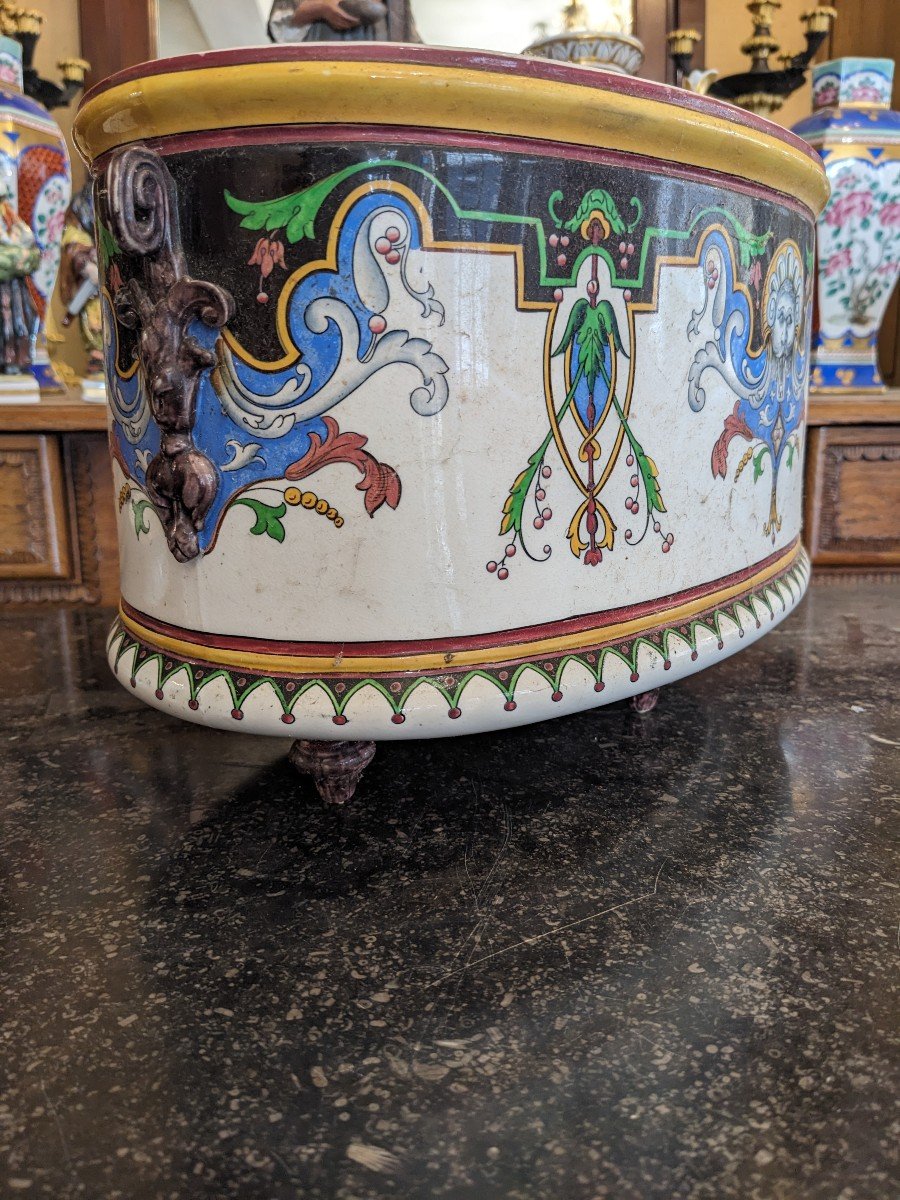Large Earthenware Planter From Sarreguemines 19th Century.-photo-3