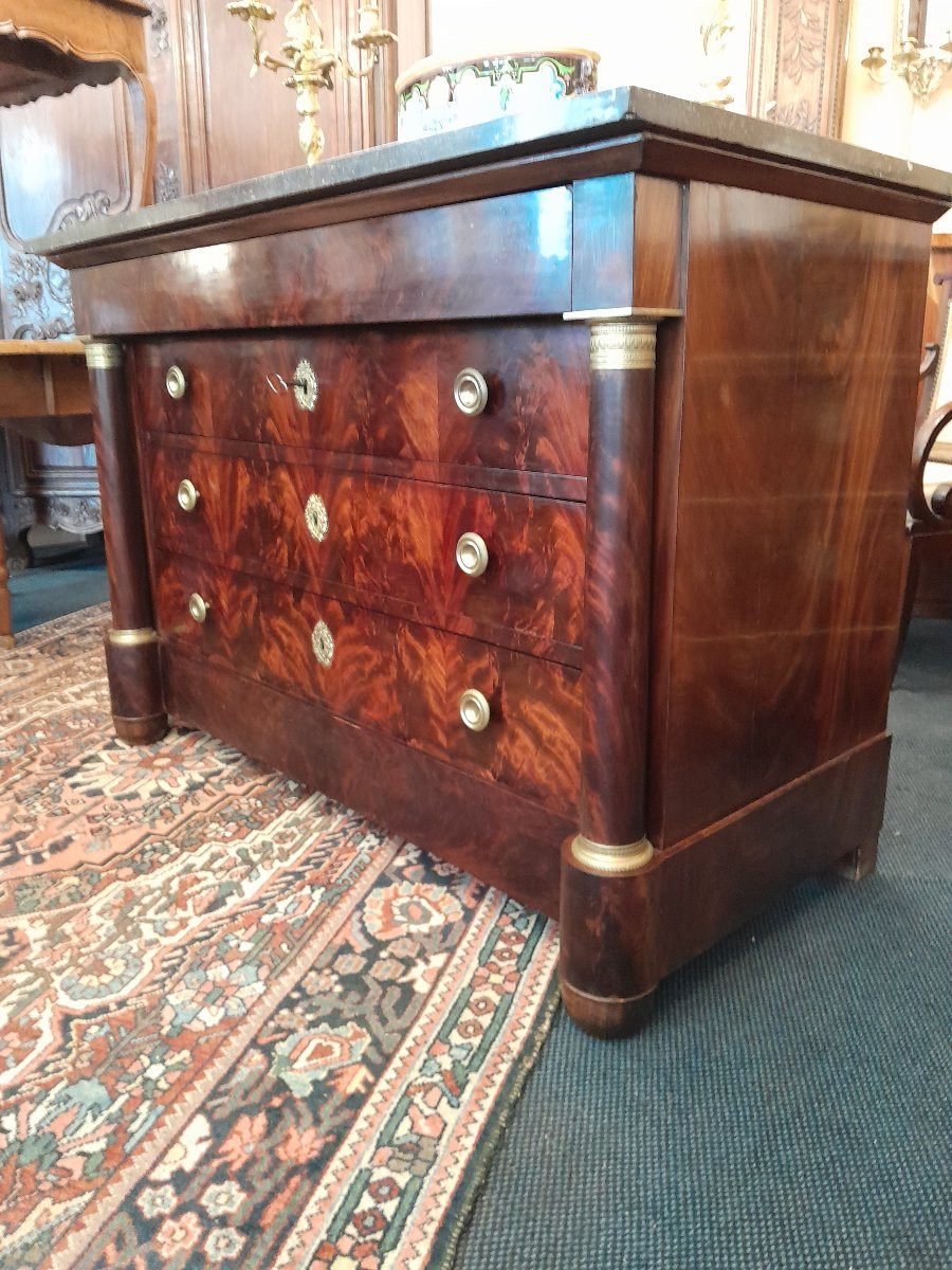 Empire Period Chest Of Drawers In Flamed Mahogany.-photo-2