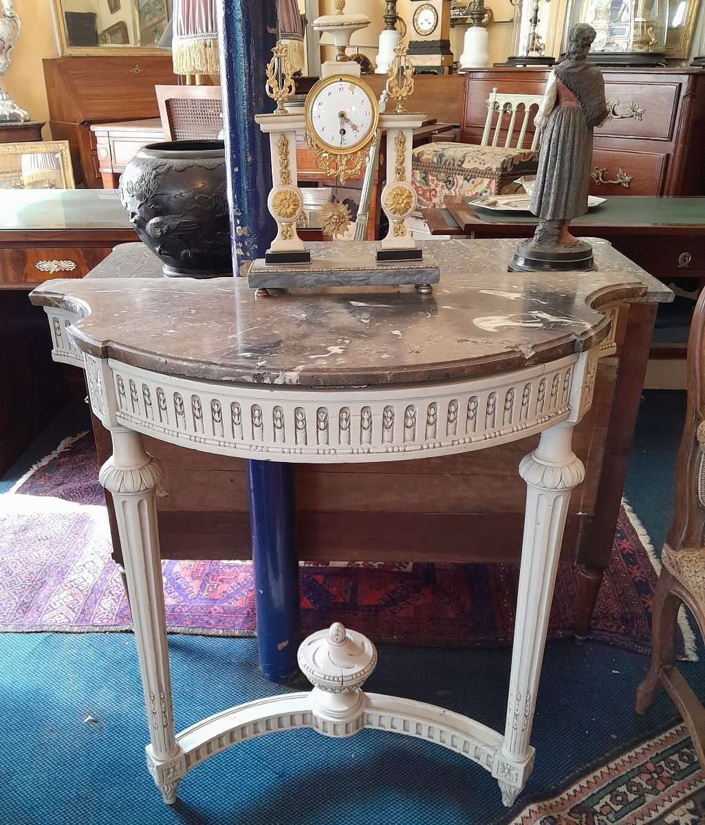 Console de style Louis XVI en bois peint d'époque  XVIIIème .