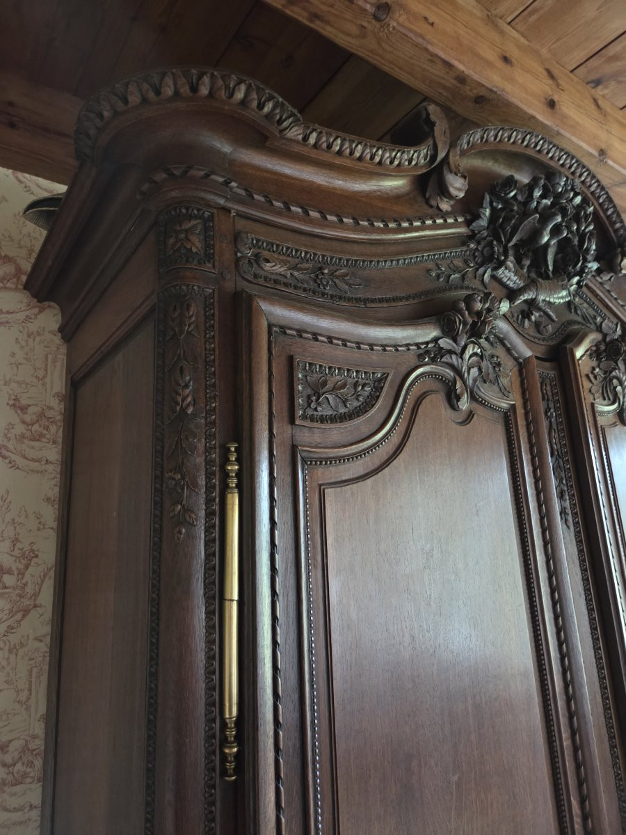 Norman Wardrobe Known As A "wedding" From The Pays De Caux In 19th Century Oak.-photo-3