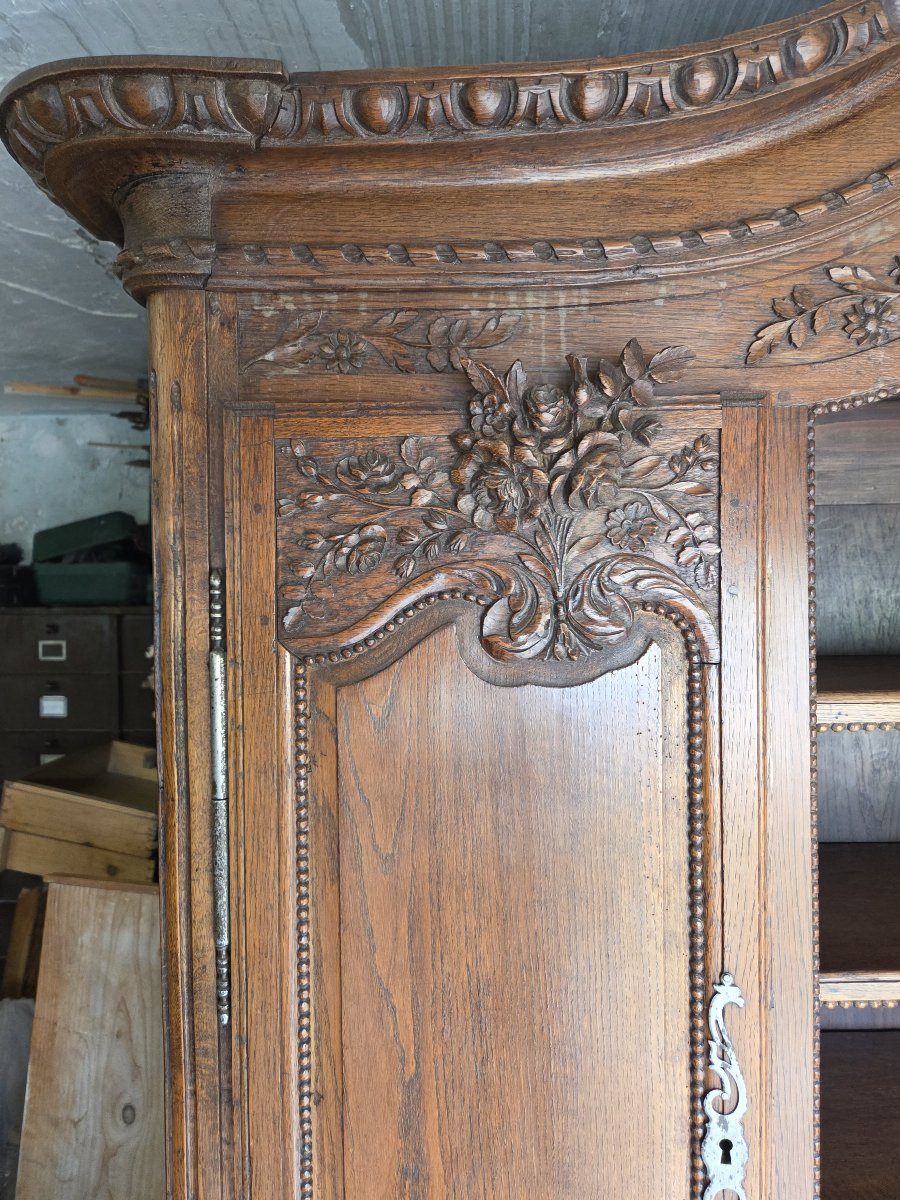 Grand buffet à deux corps normand estampillé en chêne XIXème .-photo-3