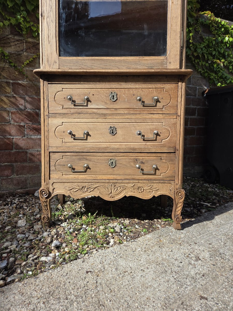 Glazed Chest Of Drawers In Dewaxed And Lightened Oak From Normandy, Late 19th Century.-photo-2