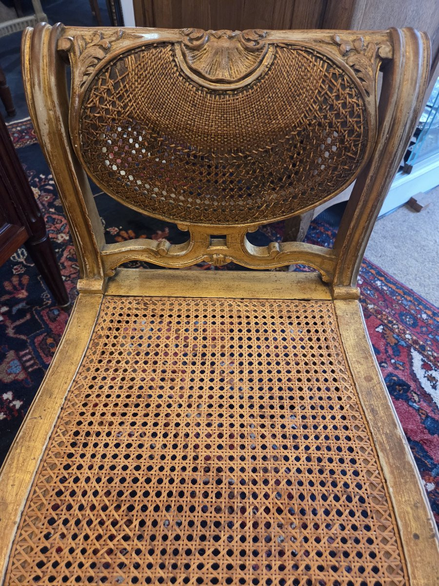 Tabouret ou banquette de piano en bois doré d'époque Napoléon III et de style Louis XV -photo-4